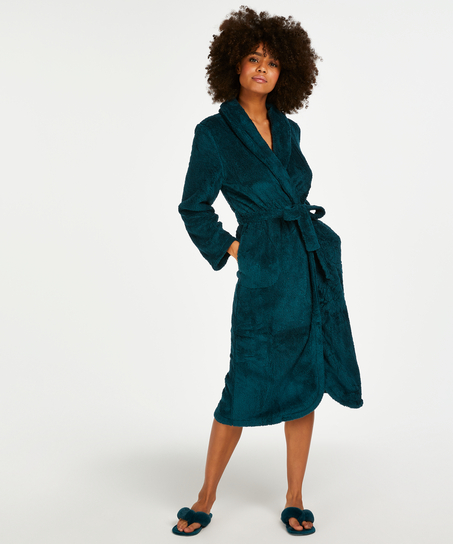 Fleece Bathrobe, Blue