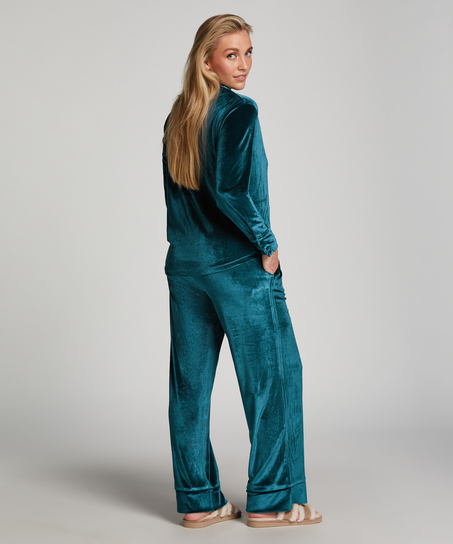 Velours Long-Sleeved Jacket, Blue