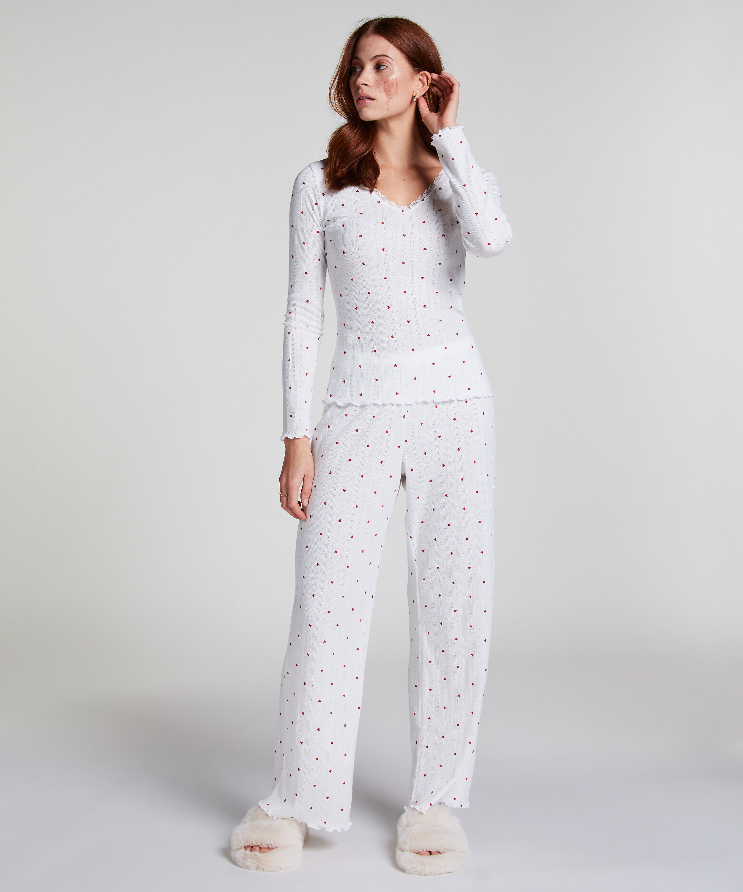 Pointelle Pyjama Top, White