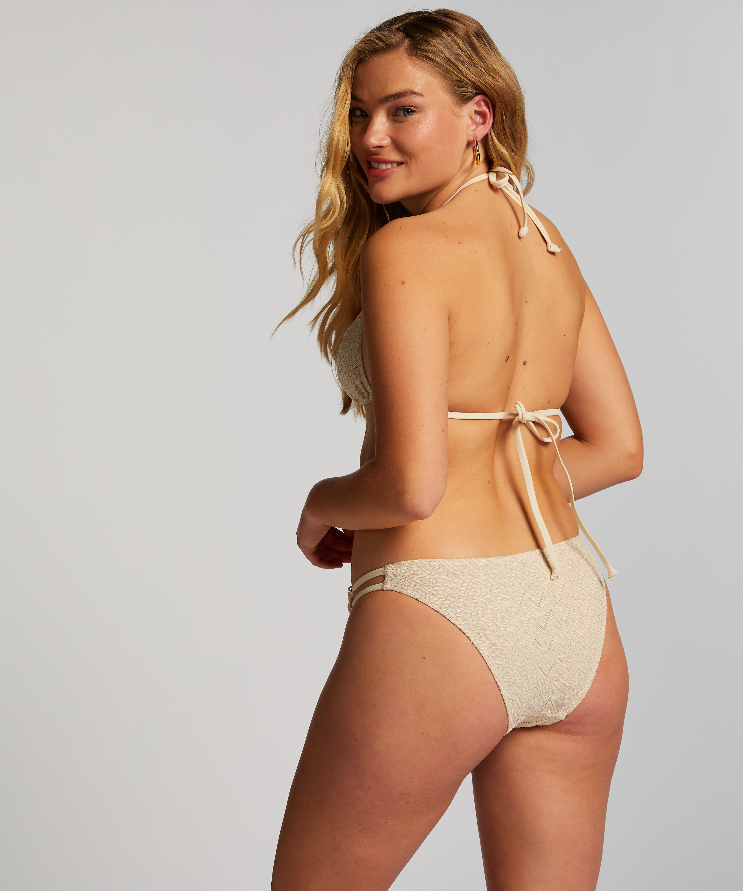 Triangle Crochet Bikini Top, White, main