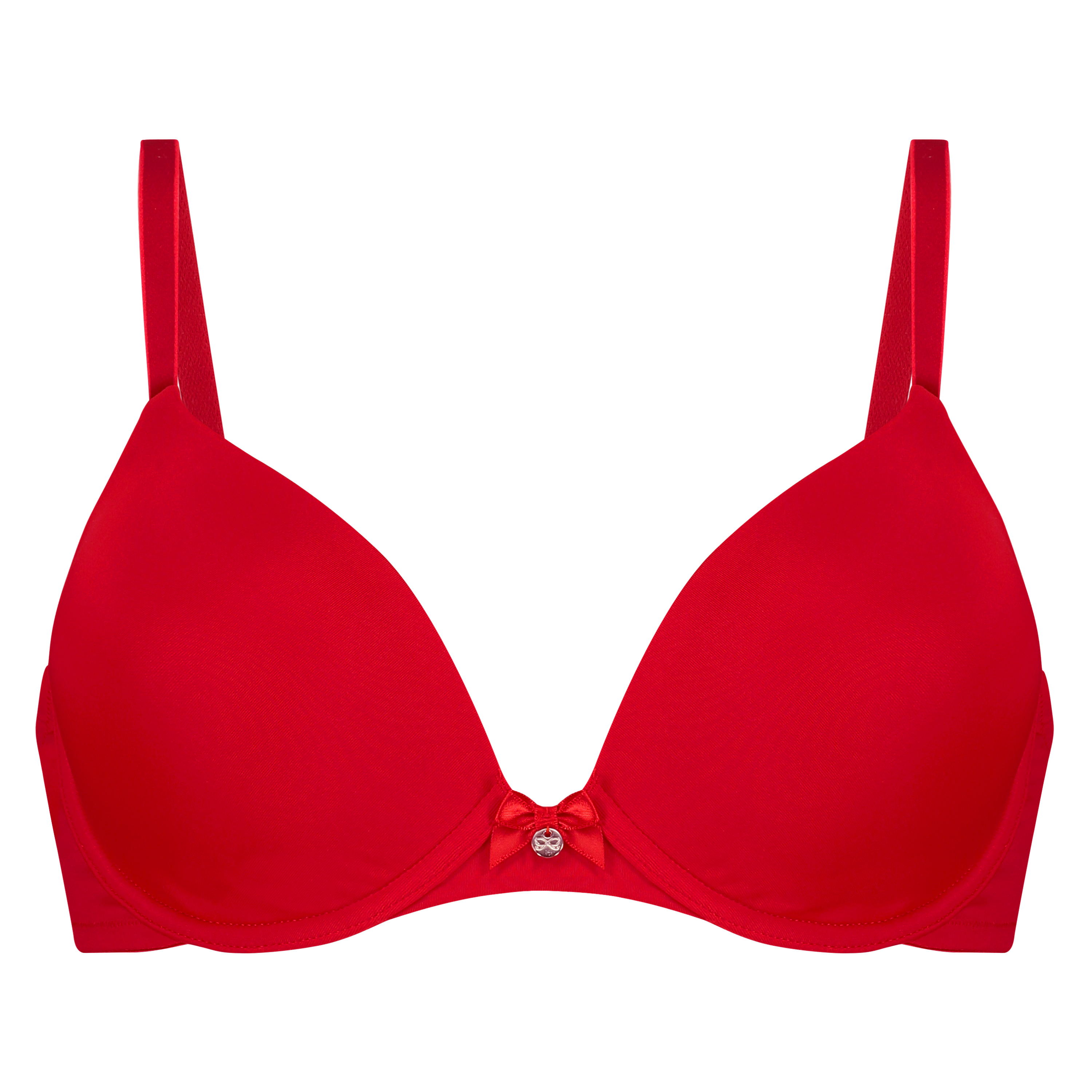 Plunge Padded Underwired Bra, Red, main