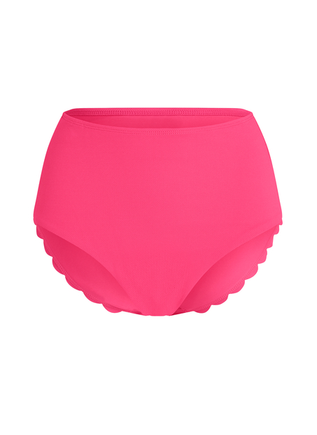 Scallop High Waist Rio Bikini Bottom, Pink