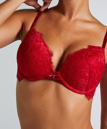 Charlotta Padded Underwired Maximizer Bra, Red