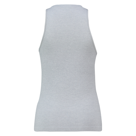 Seamless high neck rib top, Grey