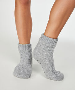 Slipper Socks Knitted, Grey
