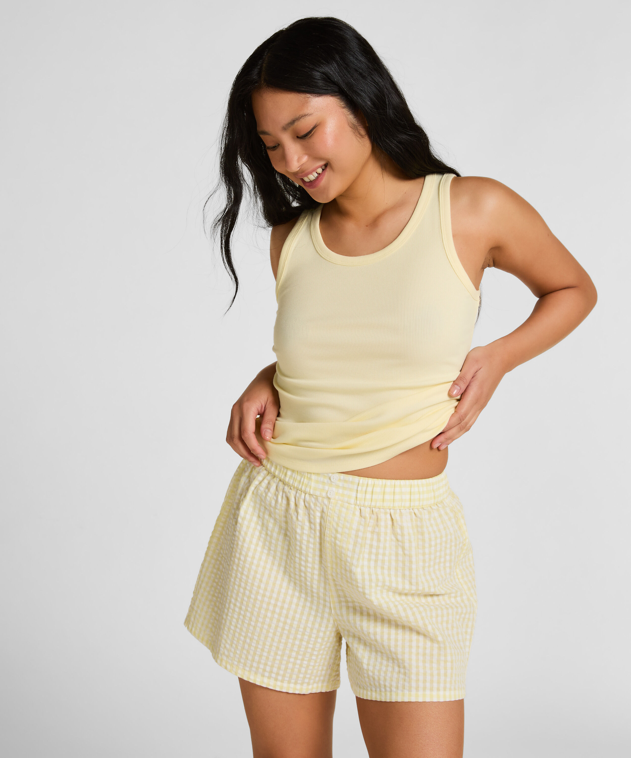 Pyjama Short Seersucker, Yellow Pyjama Short Seersucker, Yellow