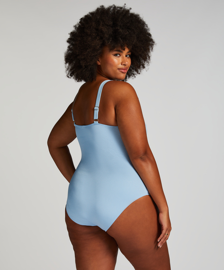 Shaping Scallop Swimsuit, Blue
