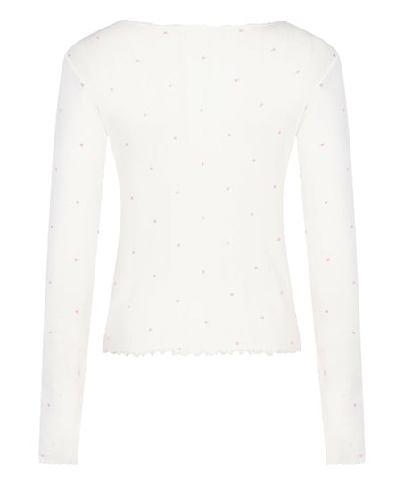 Pointelle Pyjama Top, White
