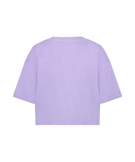 Short-sleeve velours top, Purple