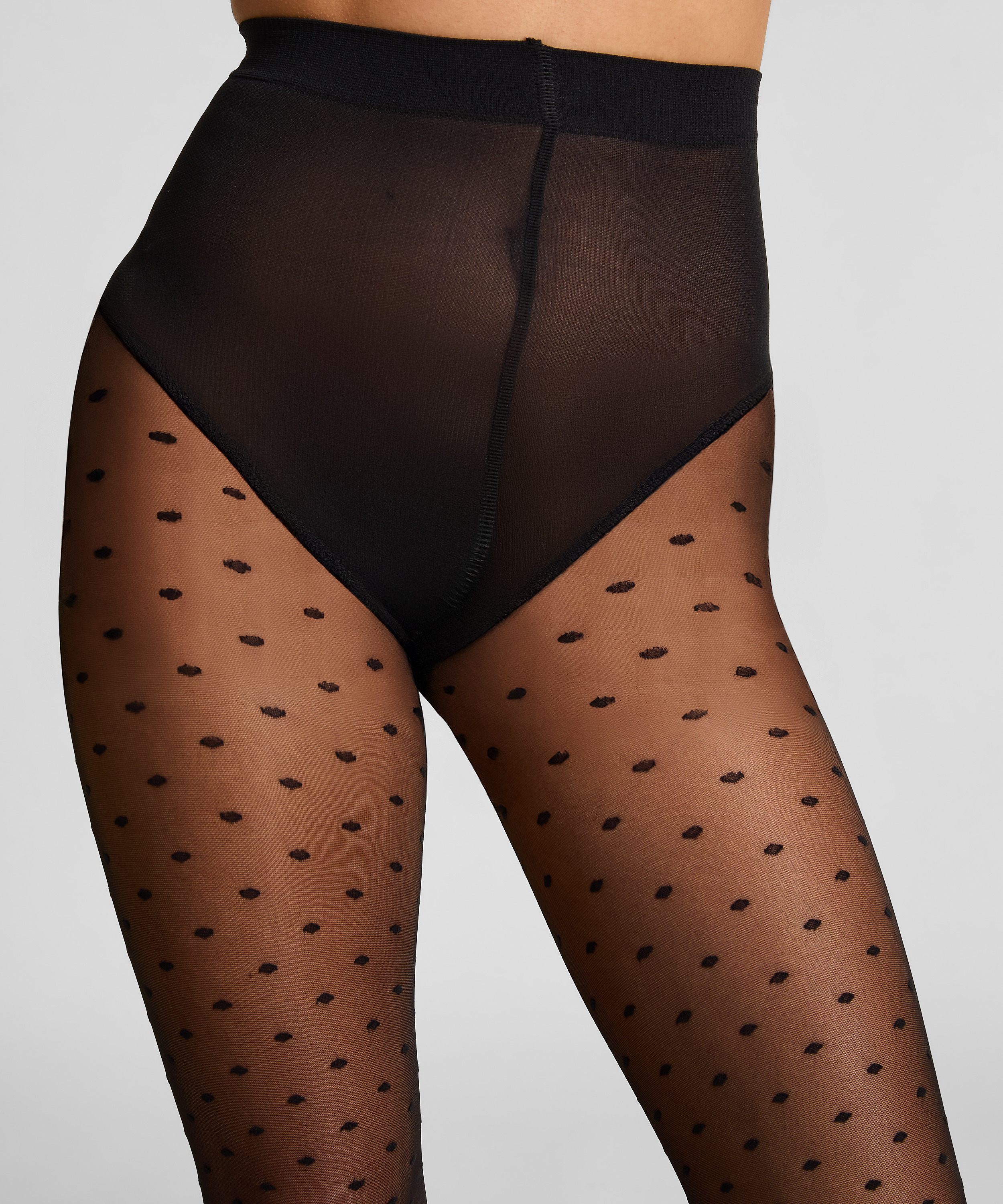 Tights 15 Denier Dots Anti Ladder, Black, main