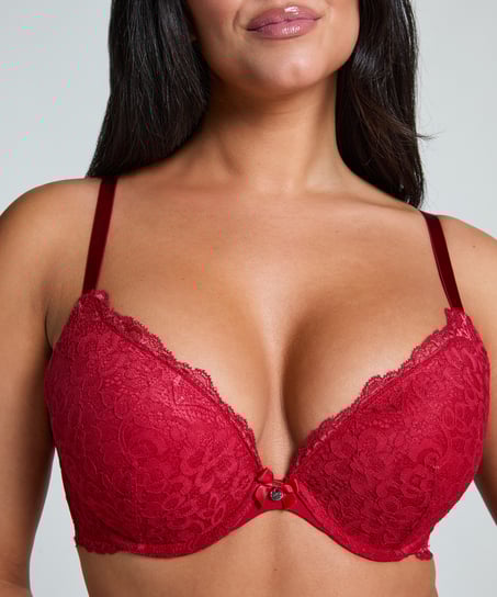 Marine Padded Underwired Push-Up Bra, Red