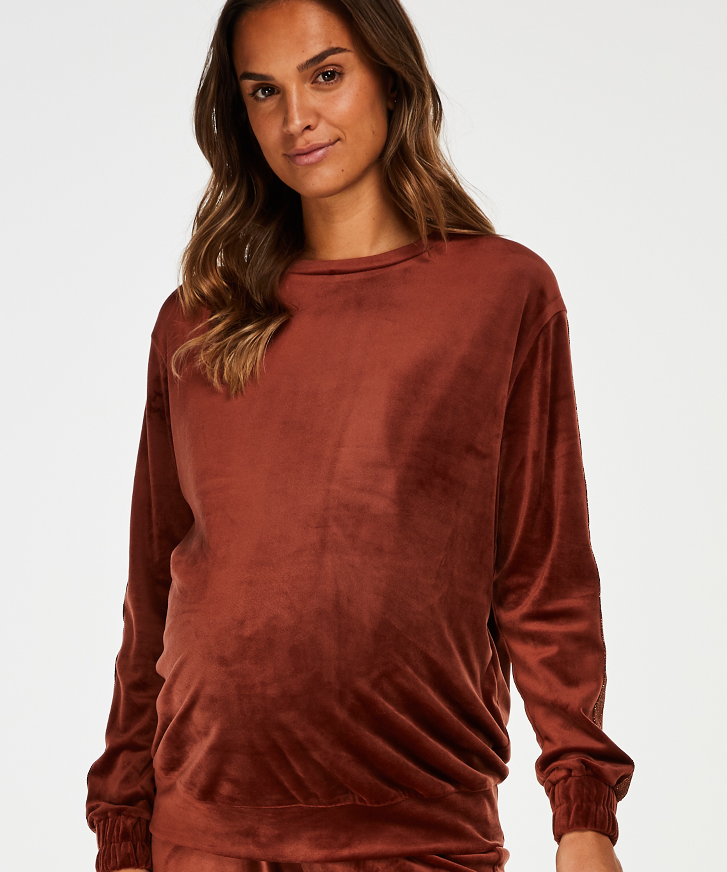 Velvet Shimmer maternity top, Brown, main