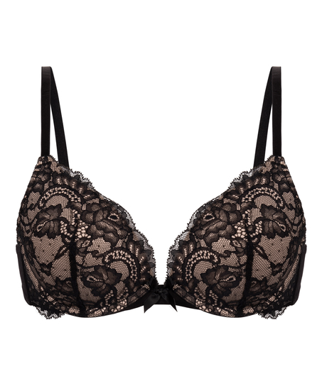 Teddy Padded Underwired Push-Up Bra, Black