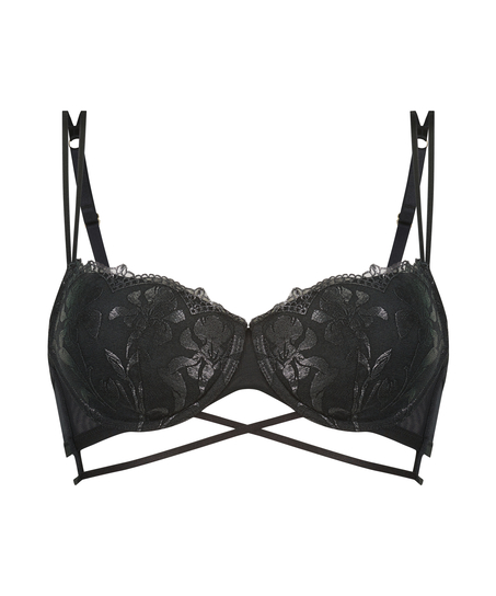 Mila Padded Longline Underwired Bra, Black