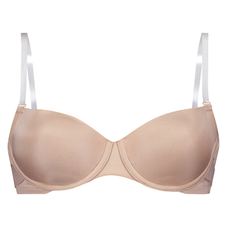 Transparent Back Padded Underwired Bra, Beige