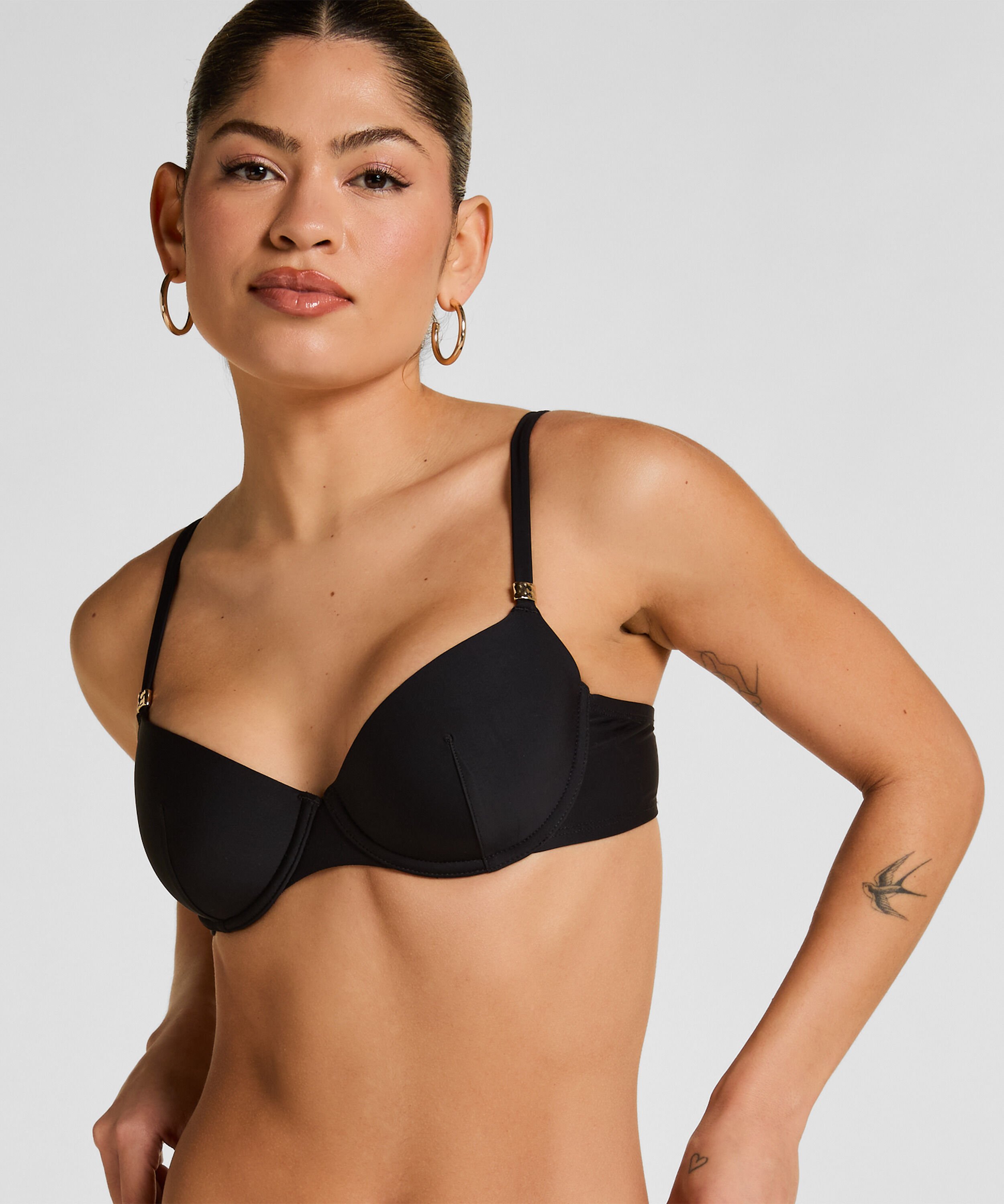 Luxe Padded Underwired Bikini Top, Black