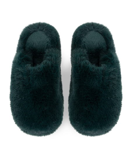 Fake Fur House slippers, Green