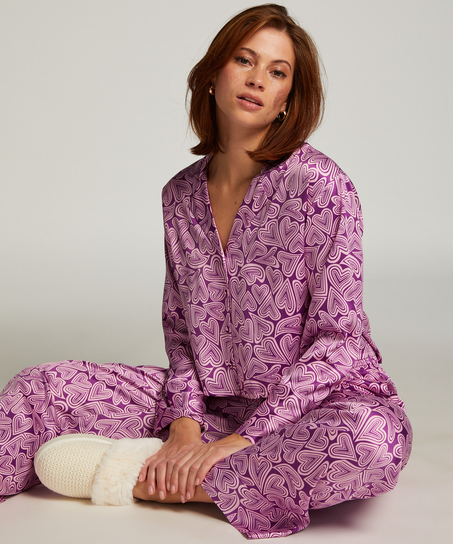 Satin Long-Sleeved Jacket, Purple