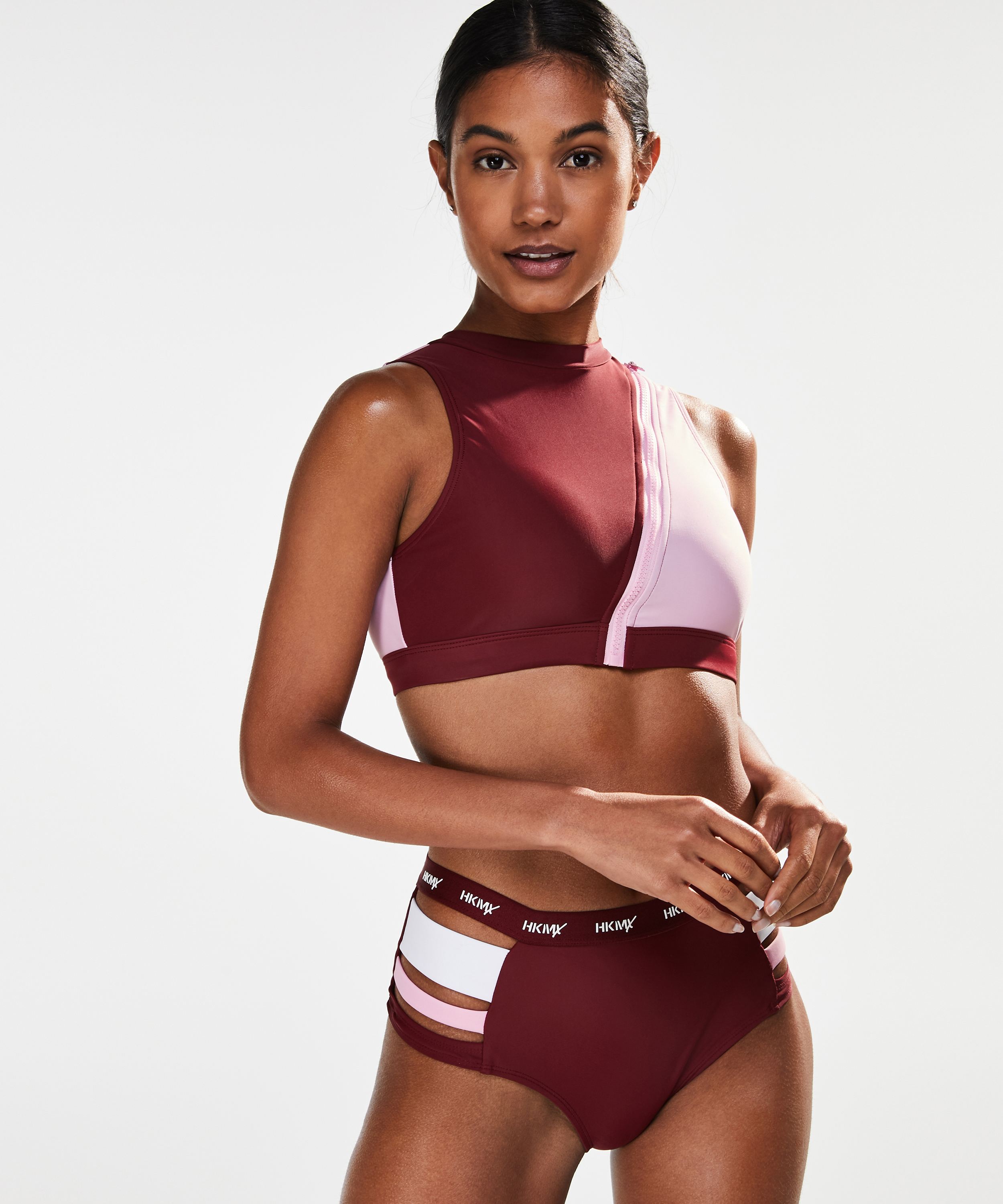 HKMX Cheeky High Bikini Bottoms, Red, main