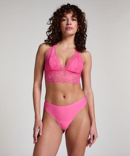 Lace Back Invisible Thong, Pink