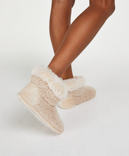 Teddy Slippers Boot, White