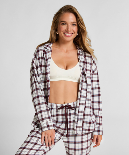 Flannel Pyjama Top, White