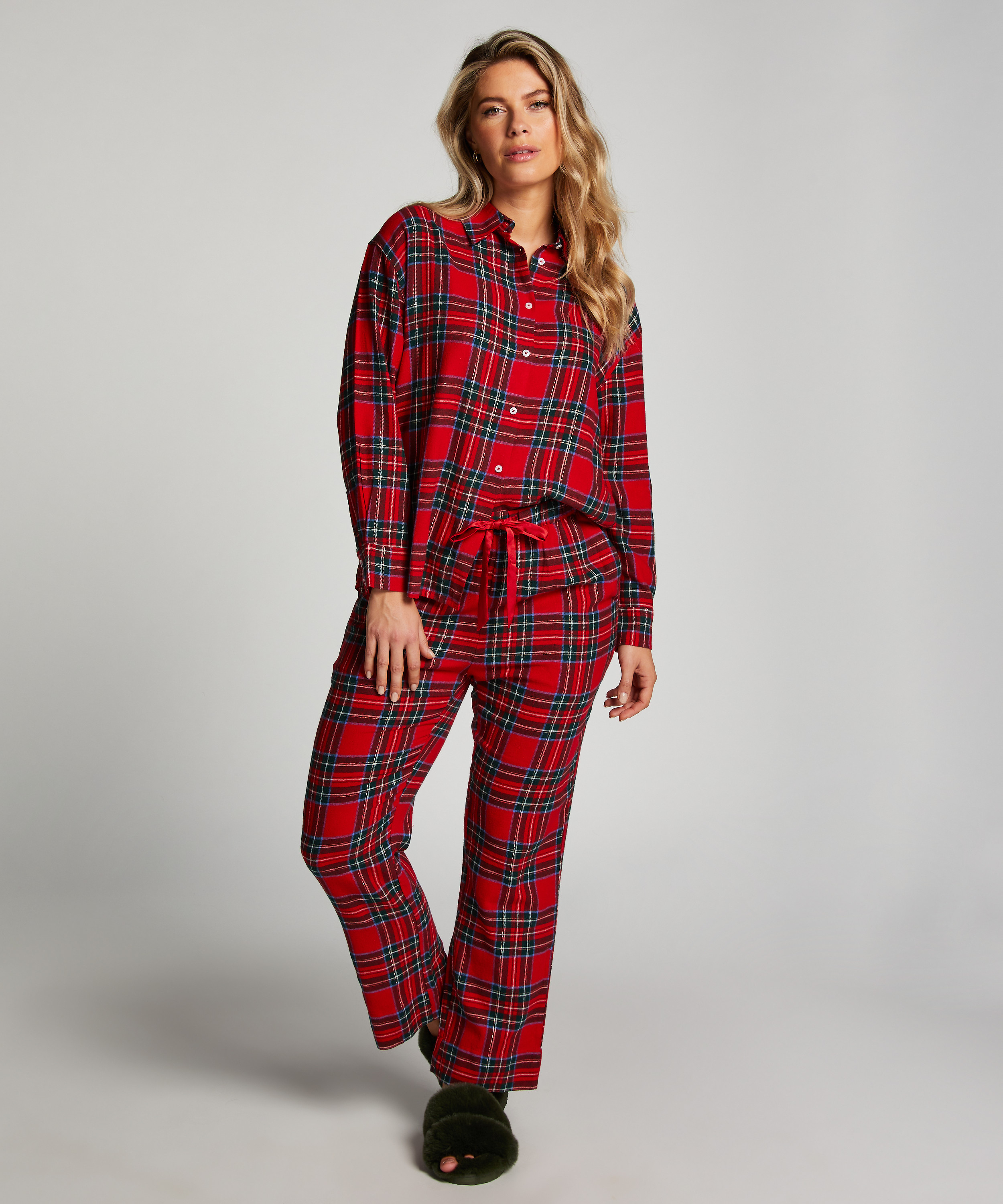 Flannel Pyjama Pants, Red, main