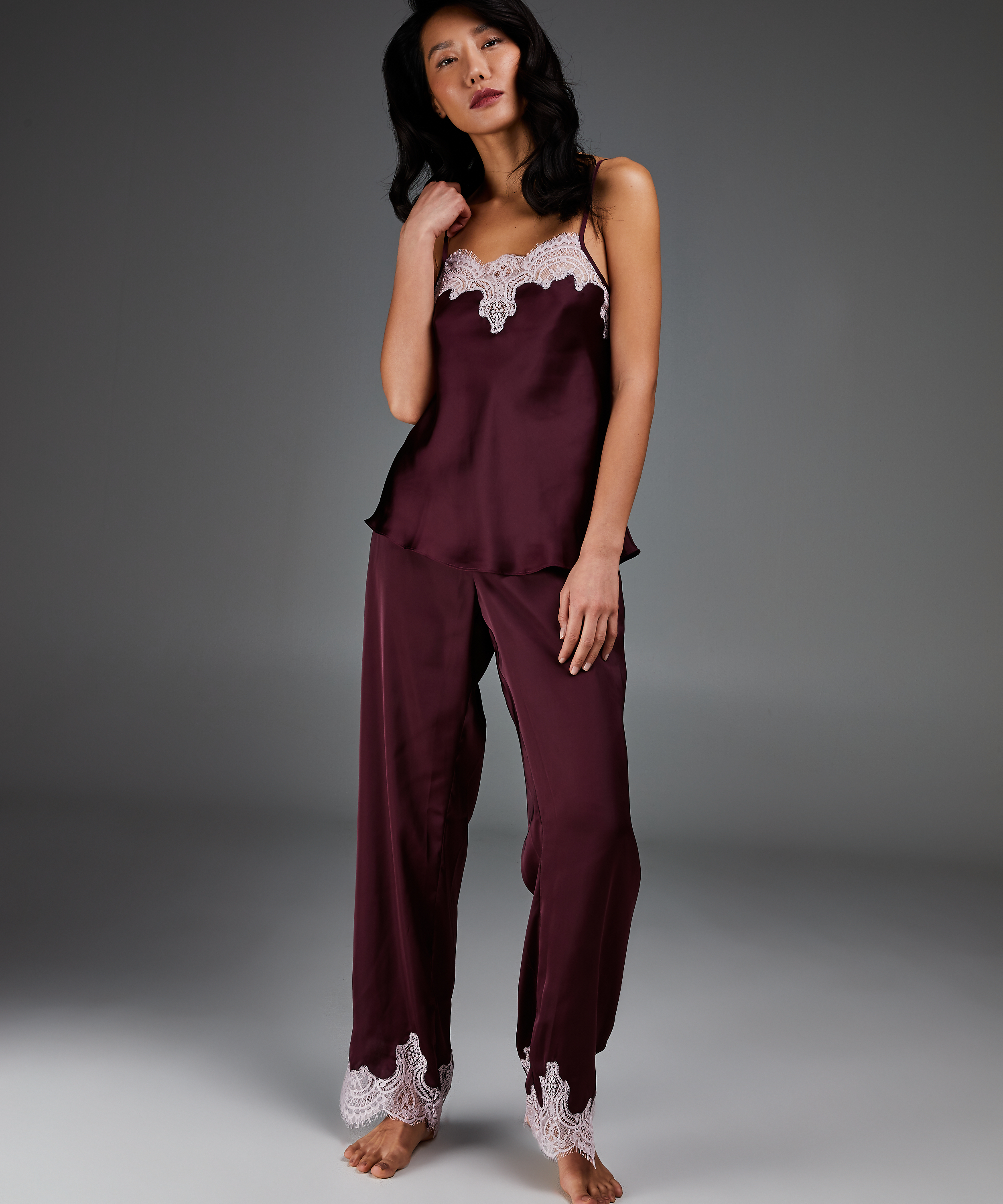 Satin Cami Top, Red, main