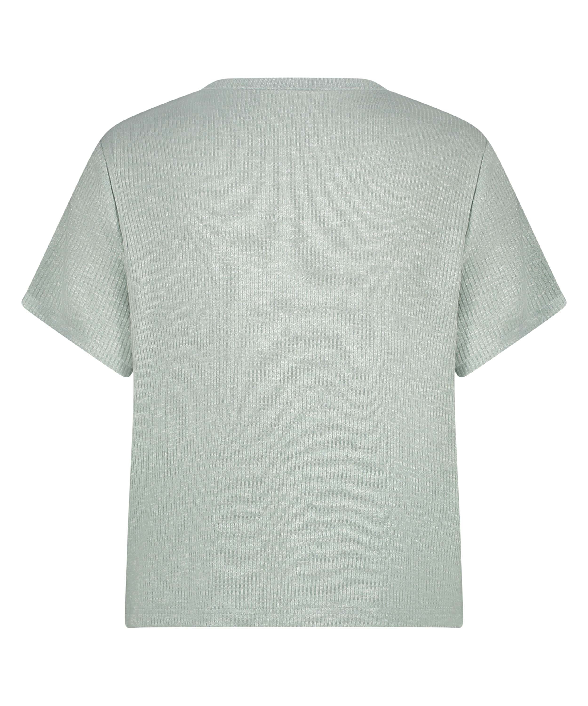 Rib Short-Sleeved Top, Green, main