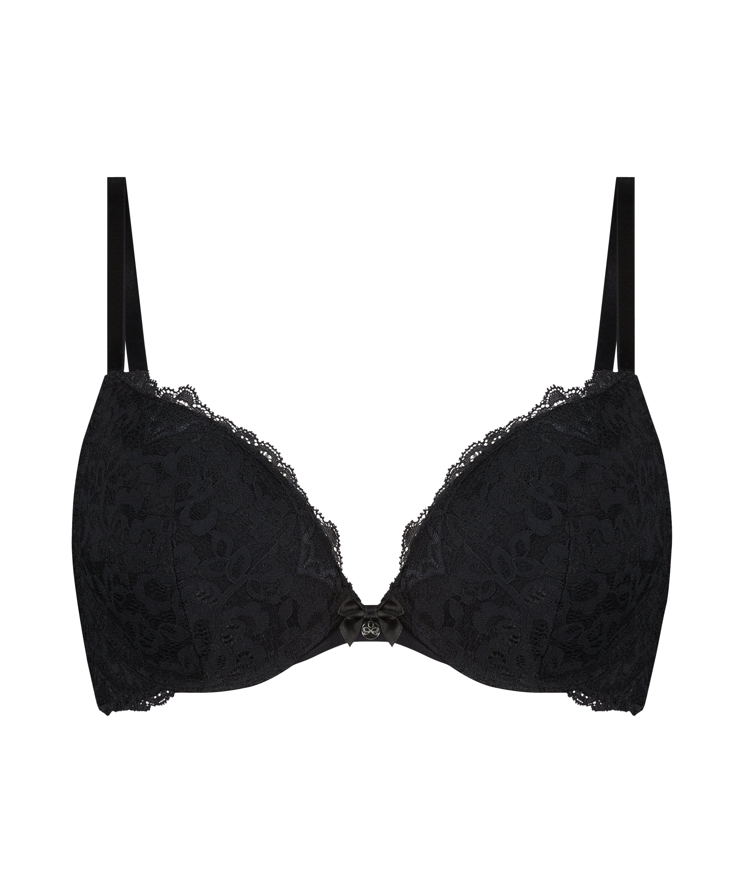 Marine Padded Underwired Push-Up Bra, Black, main