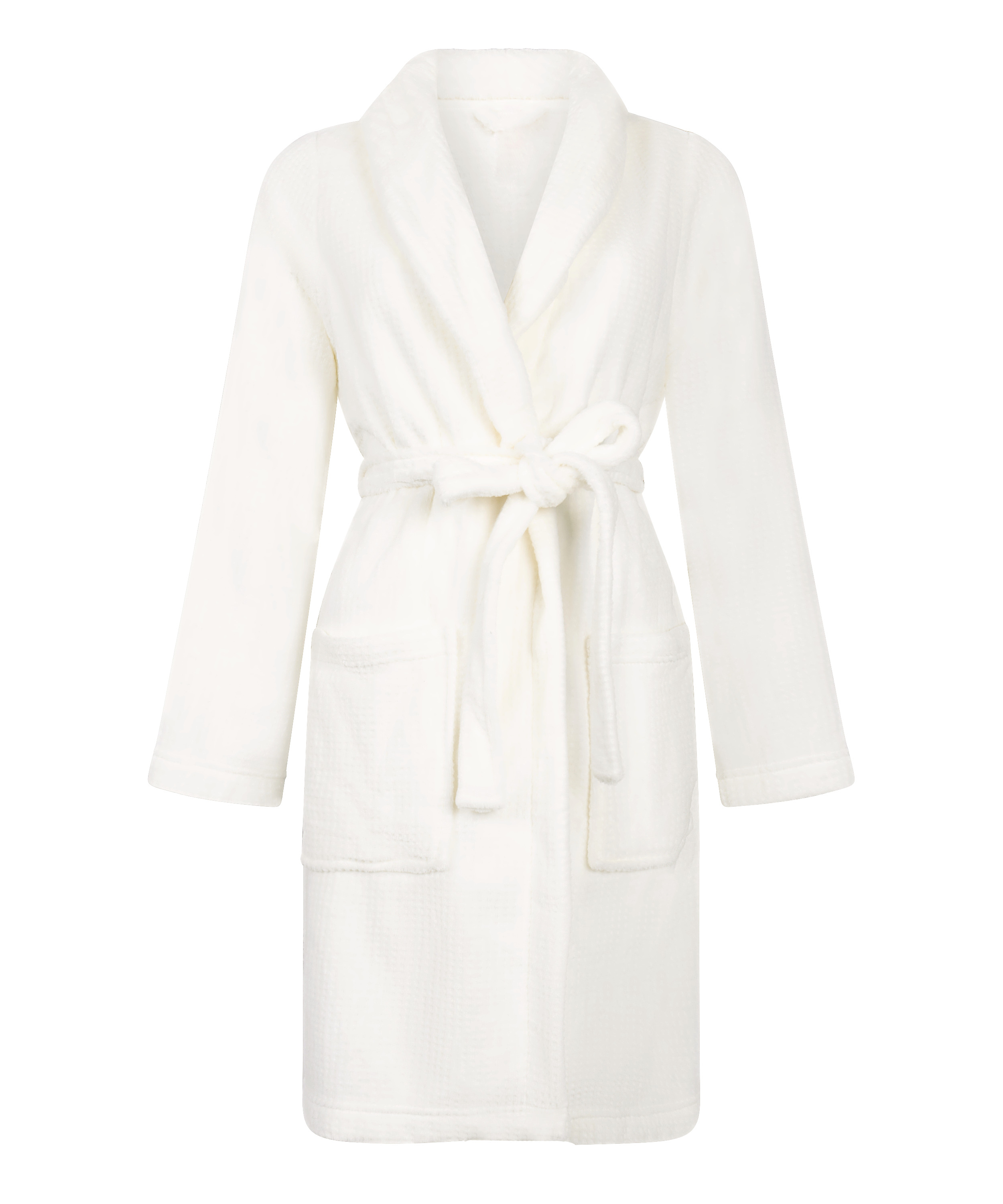 Fleece Bathrobe, White, main