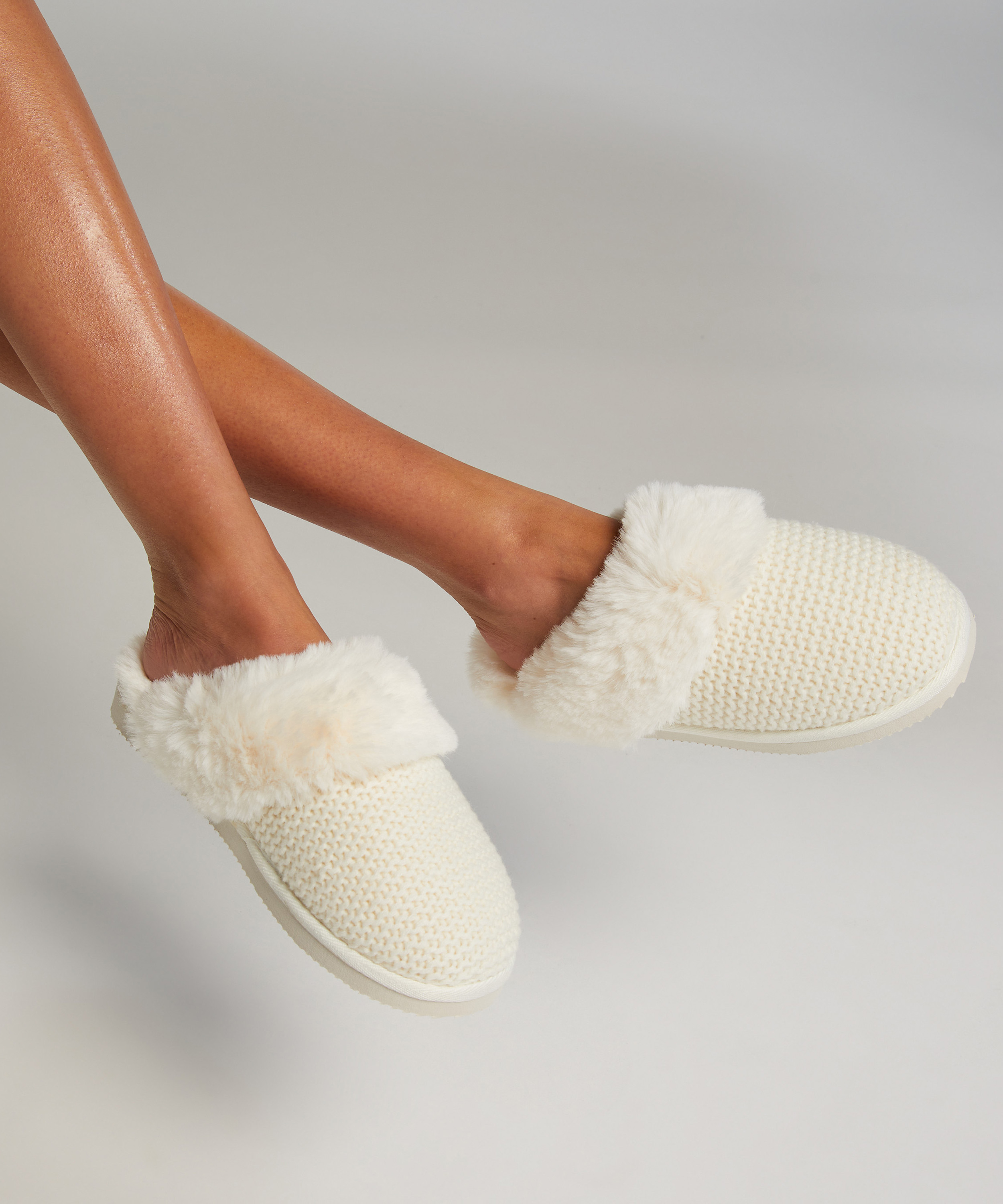 Teddy Mule Slipper, White, main