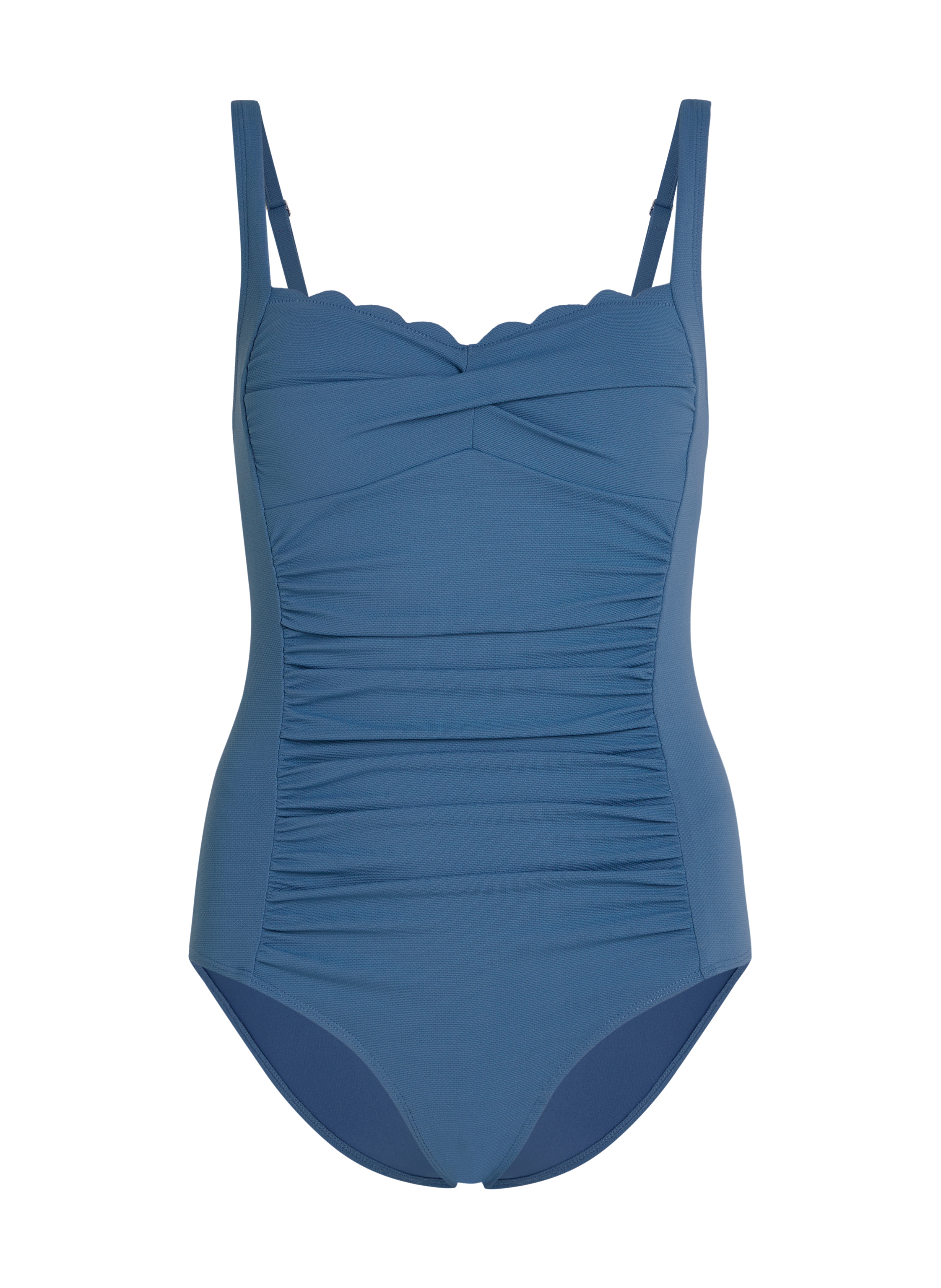 Shaping Scallop Swimsuit, Blue, main