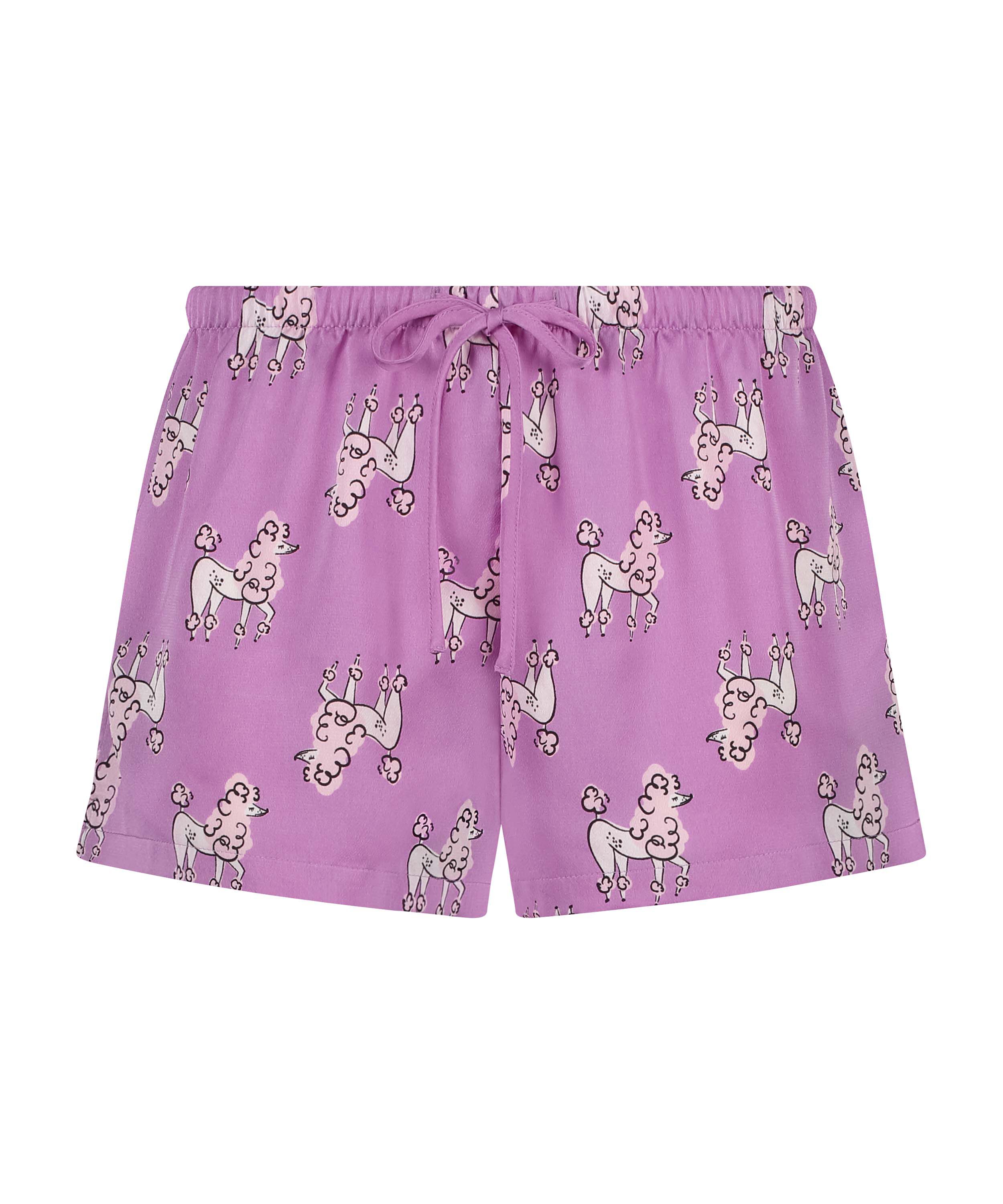 Satin pyjama shorts, Purple