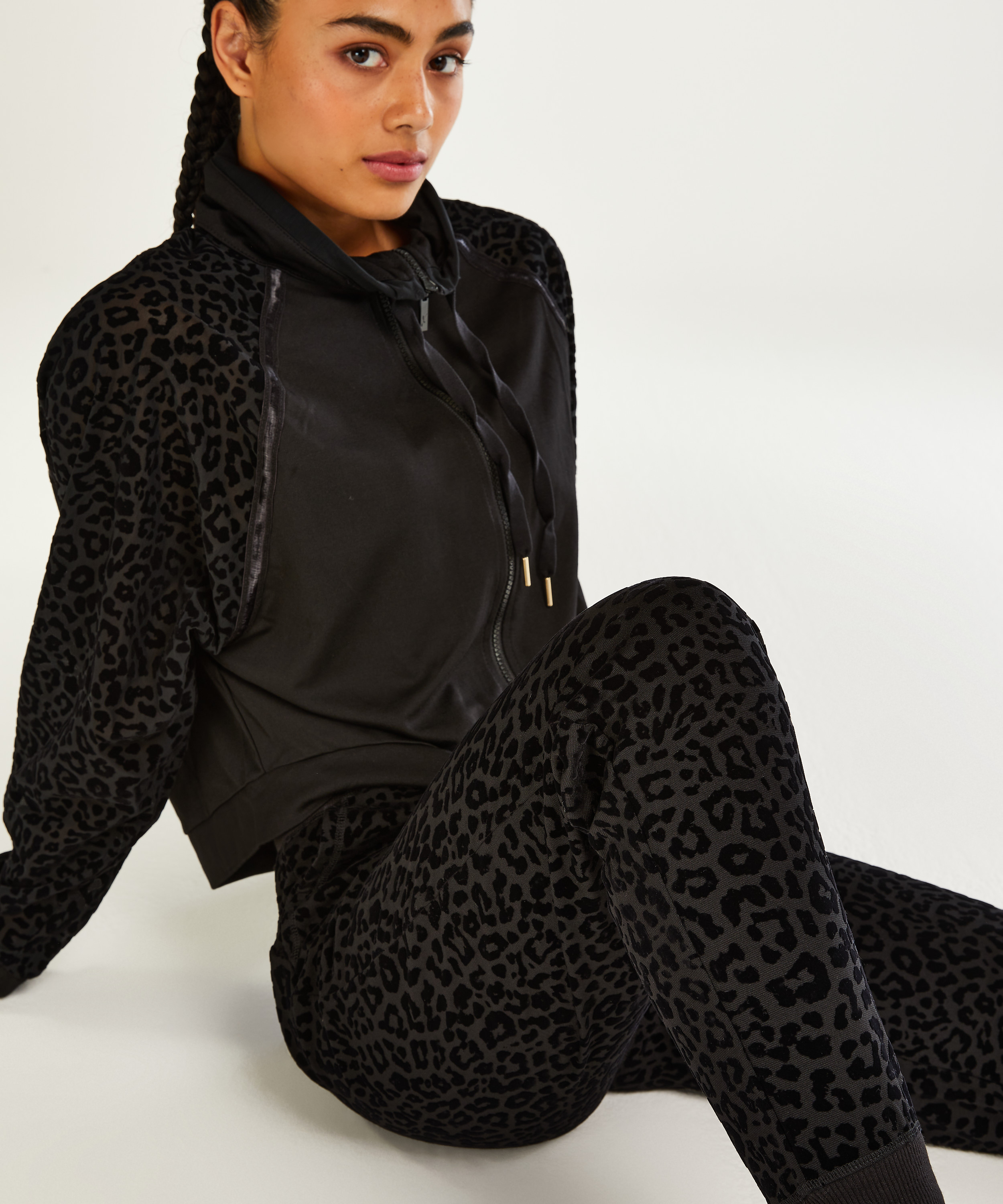 HKMX Leopard Jogging Bottoms, Black, main