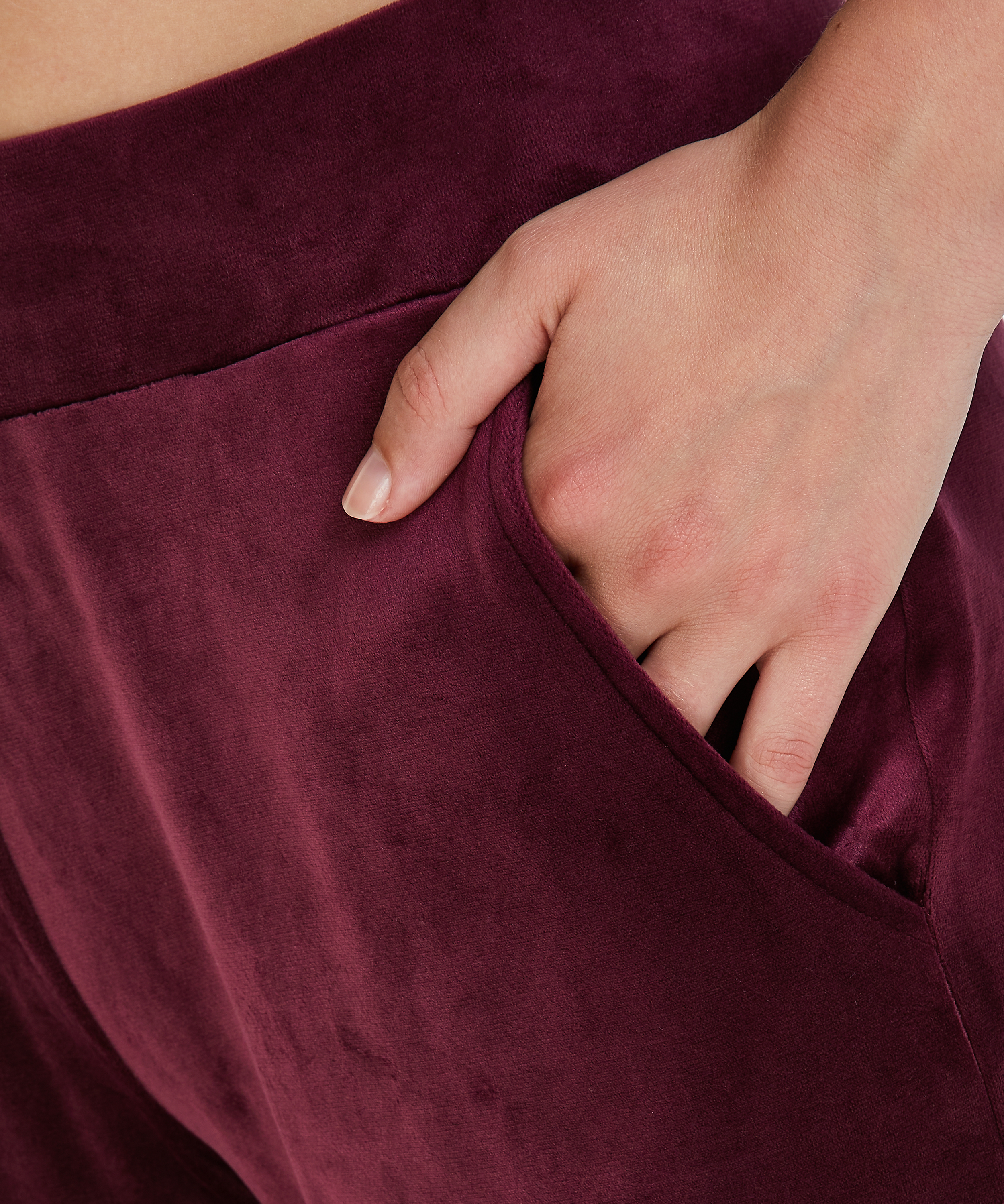 Velours Pyjama Bottoms, Red, main