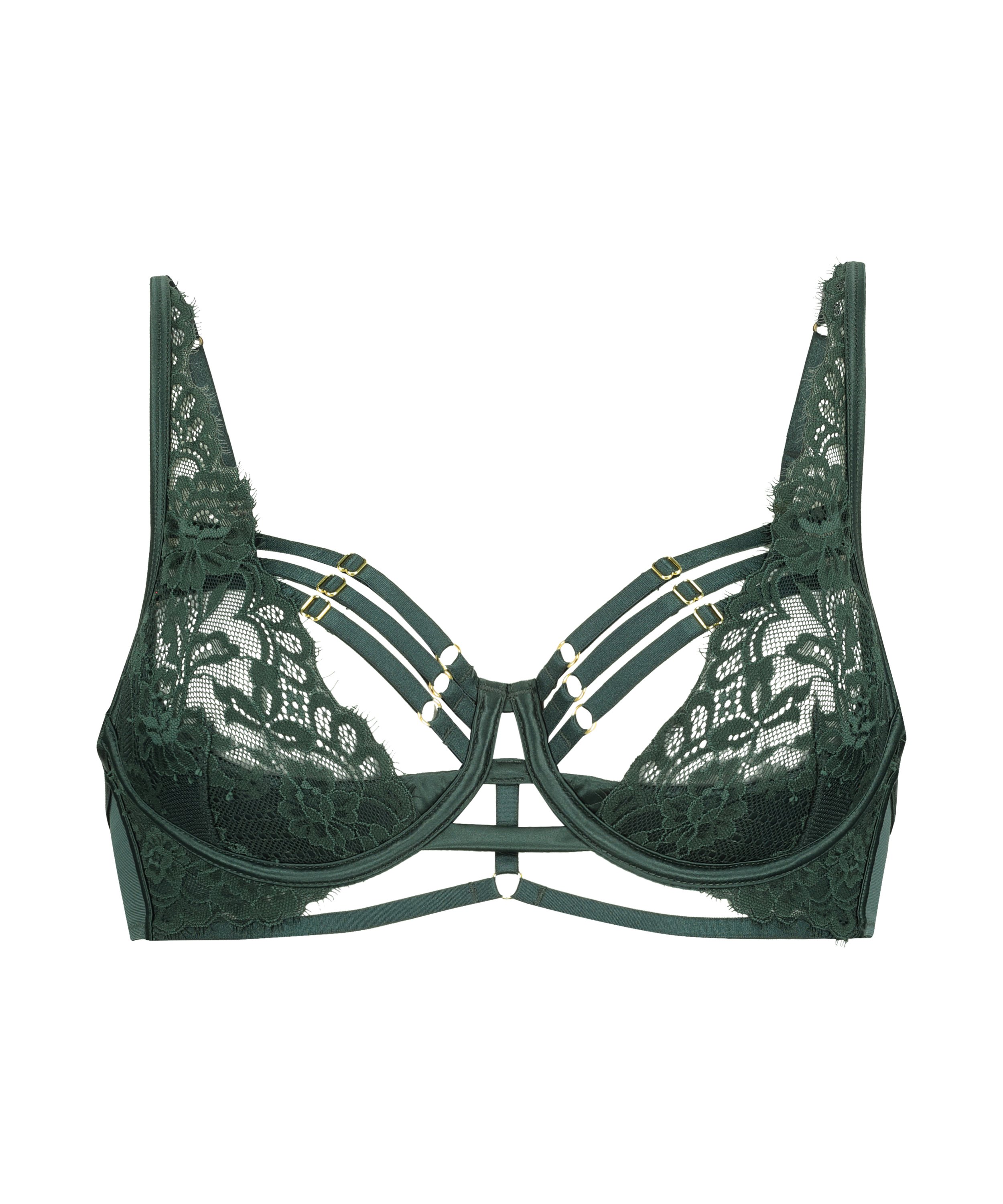 Iggy Half-Padded Underwired Longline Bra, Green, main