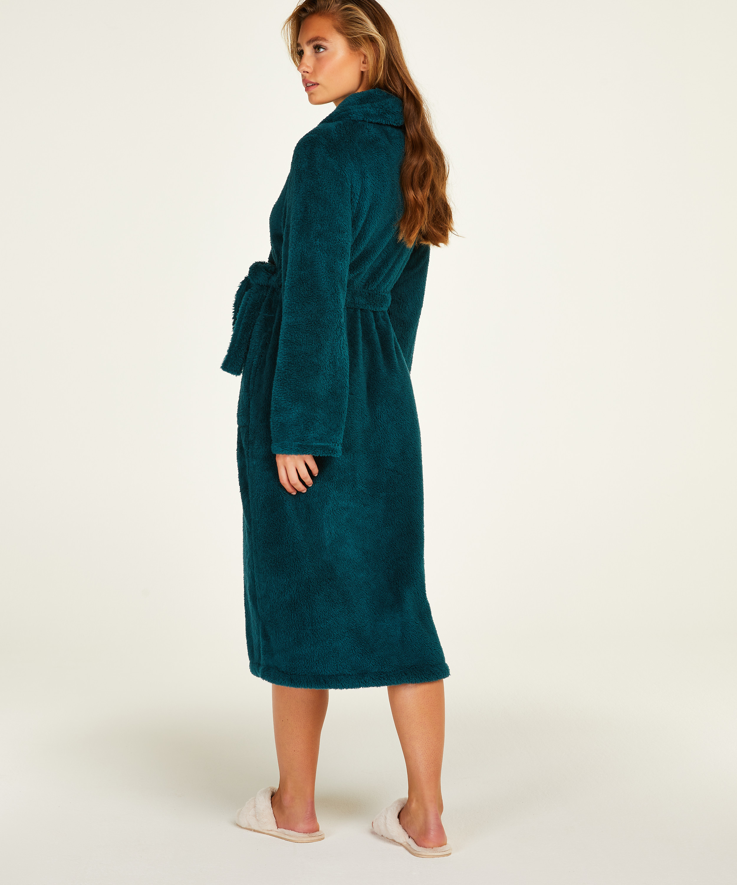 Fleece Bathrobe, Blue, main