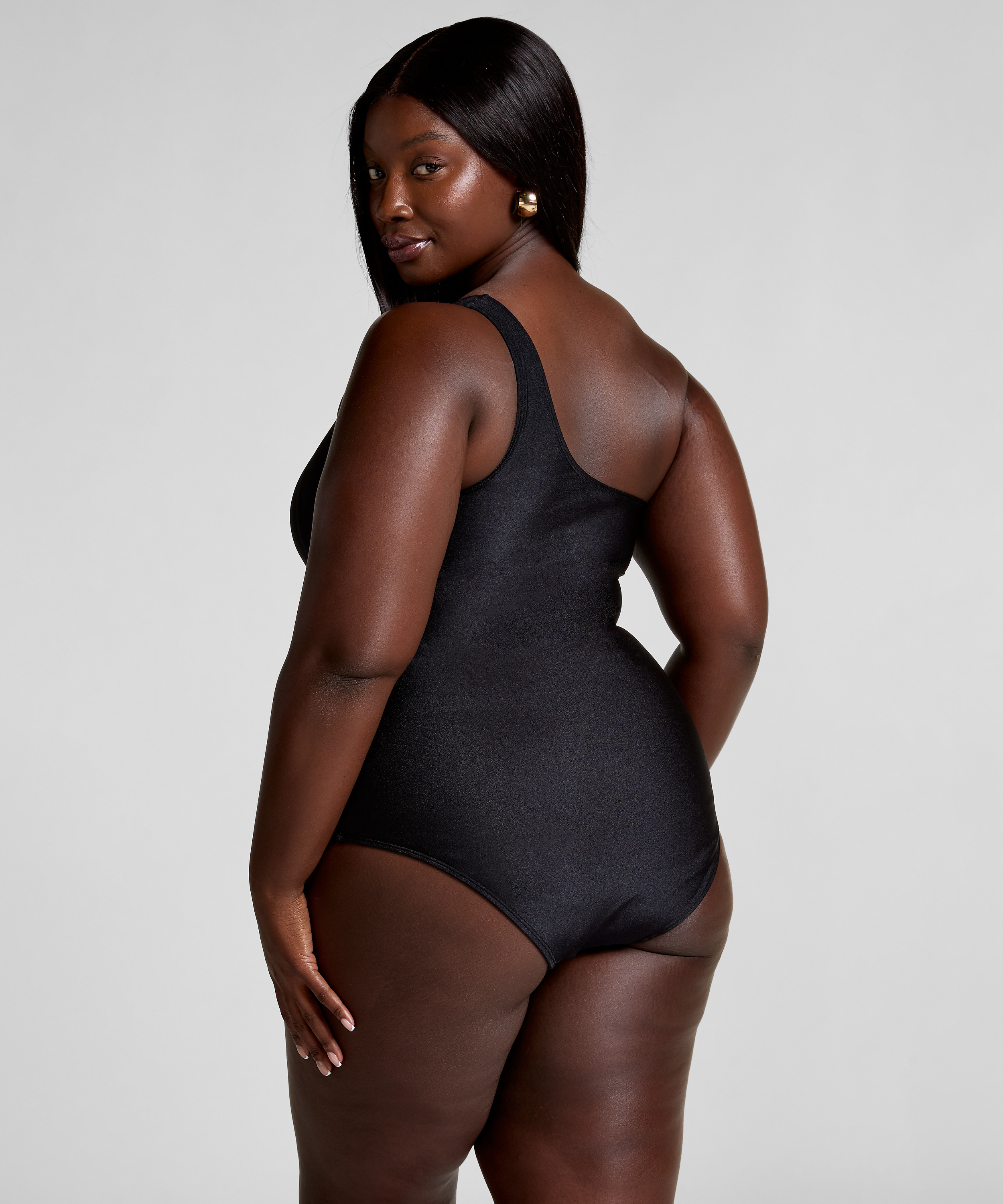 Shaping Shell Mesh Swimsuit, Black, main