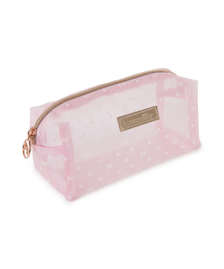 Dotted Mesh Make-Up Bag, Pink