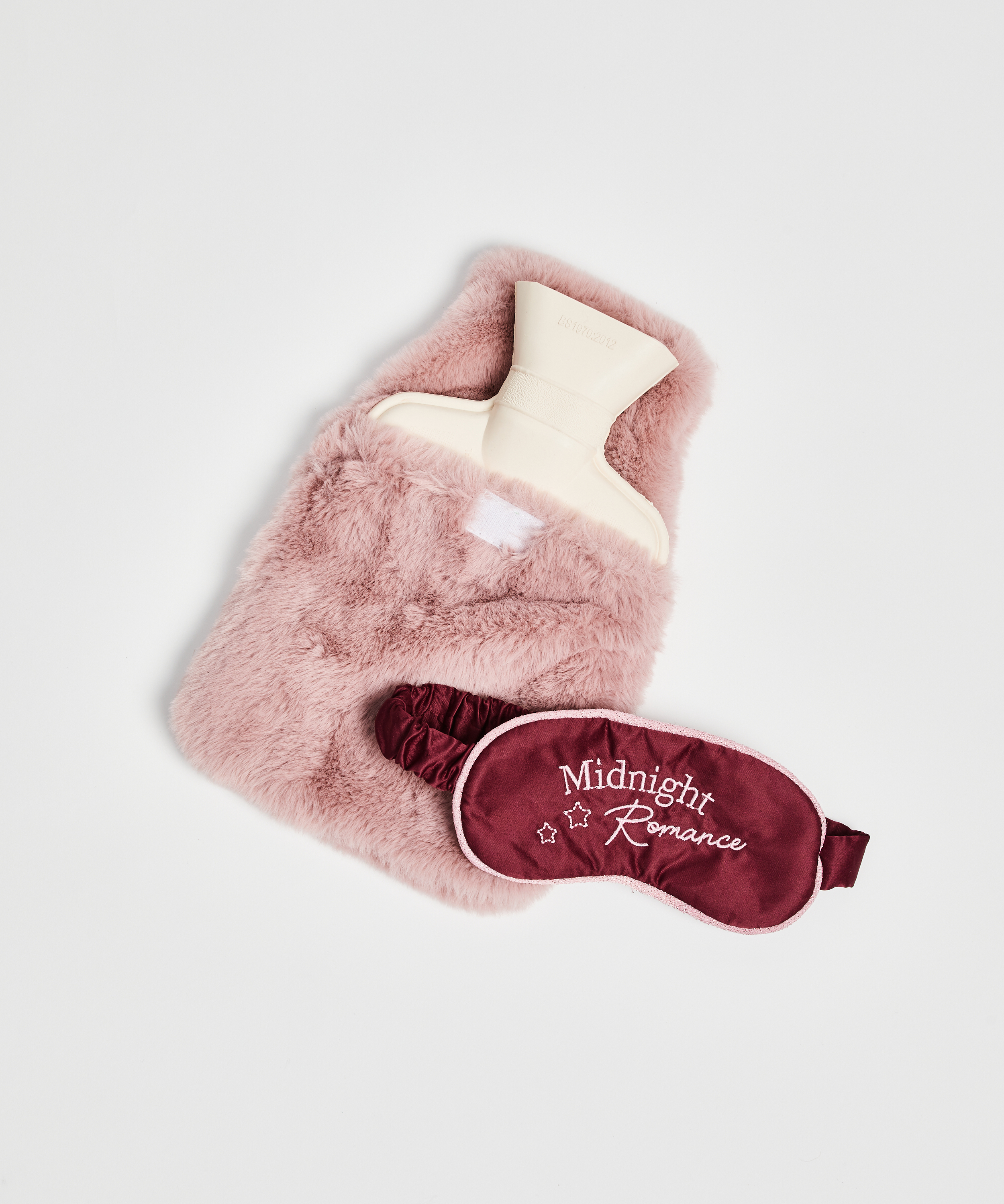 Hot Water Bottle And Eye Mask Set, Pink, main