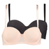 2 Strapless Padded Underwired Bras Lace, Pink