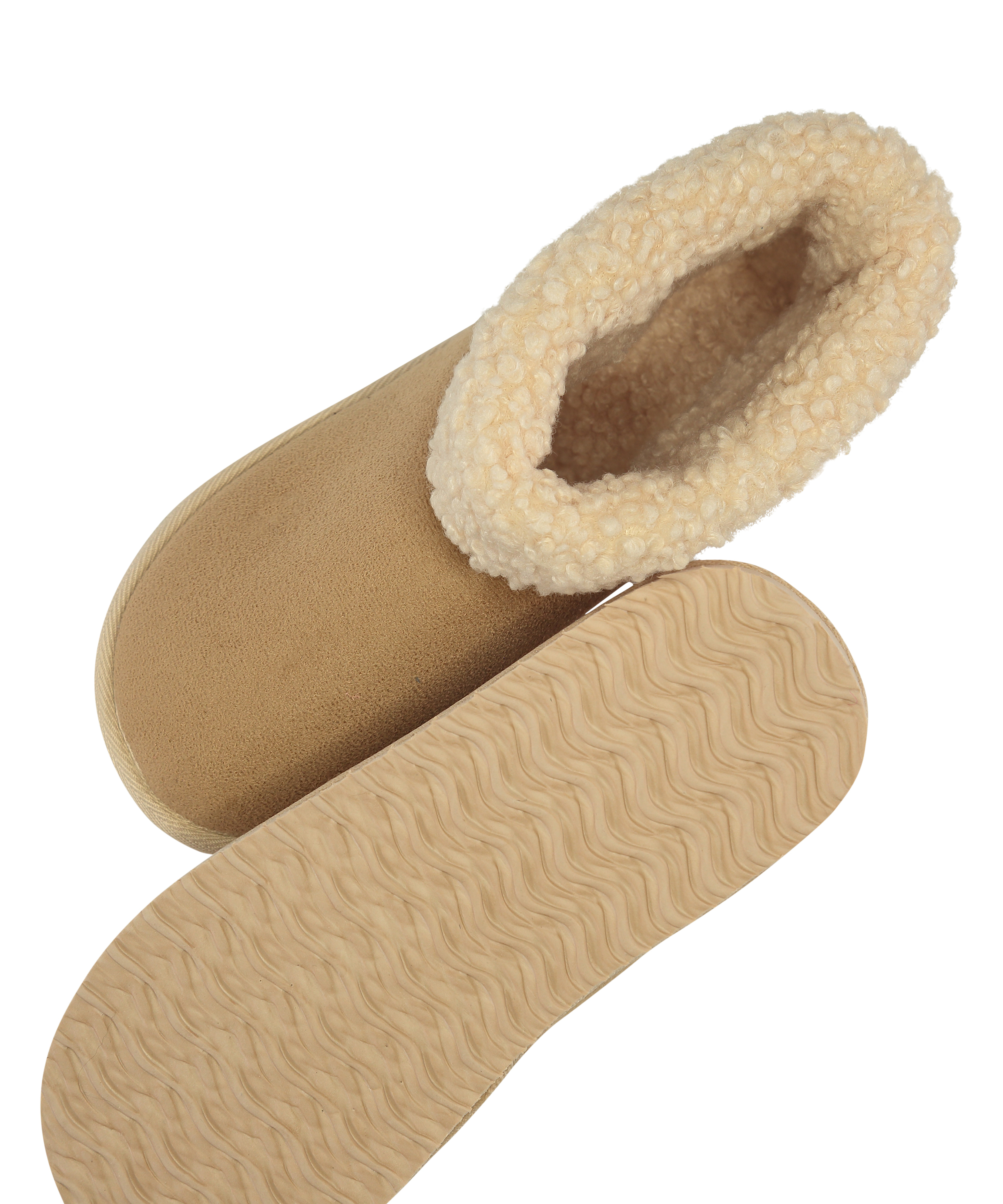 Faux Suede Slippers, Beige, main