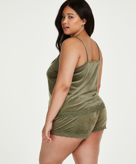 Velvet lace shorts, Green