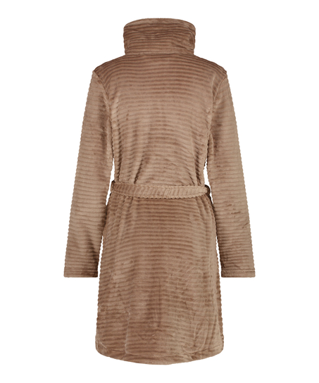 Zip Fleece Bathrobe, Grey