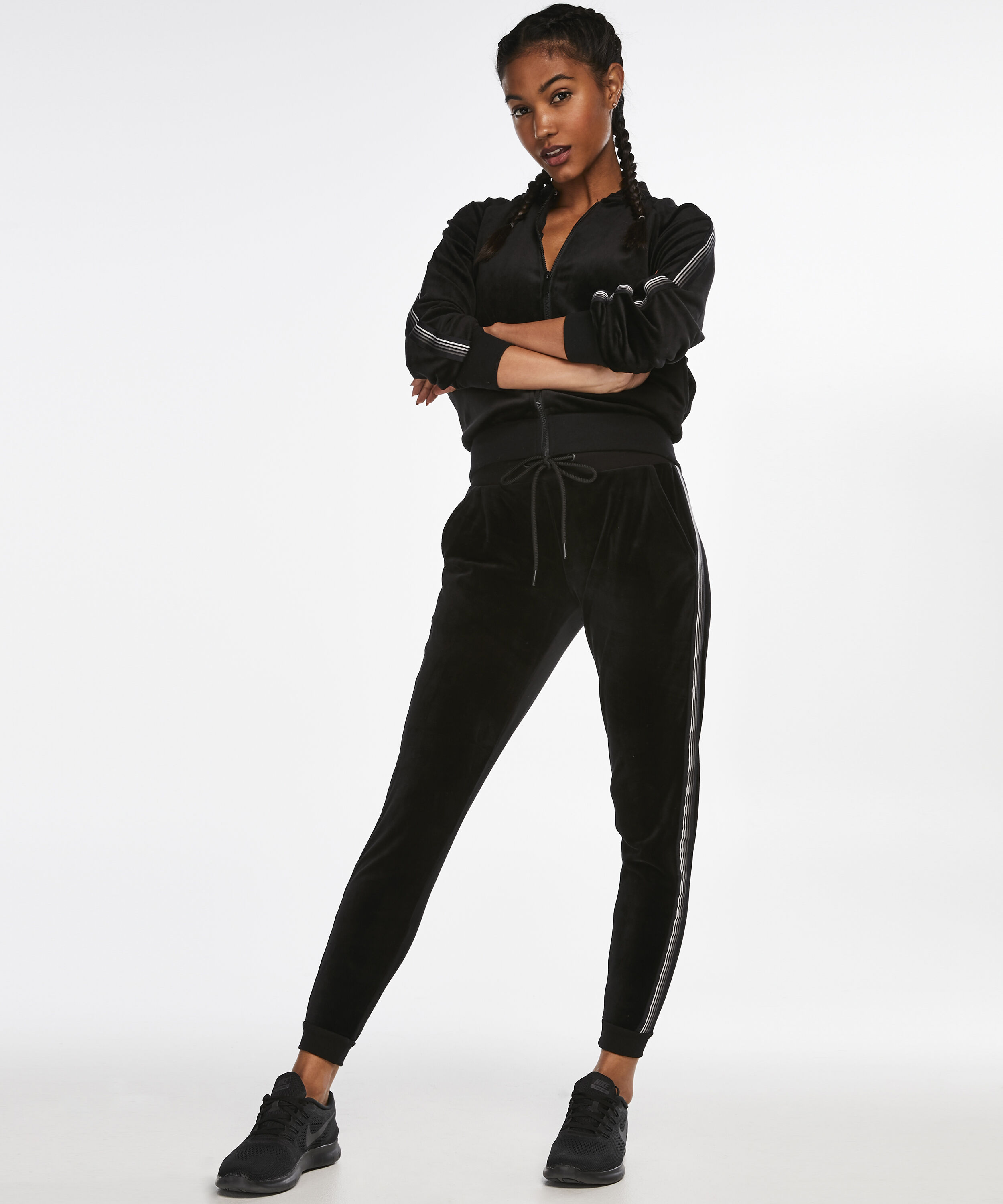 HKMX Velvet Sports Pants, Black