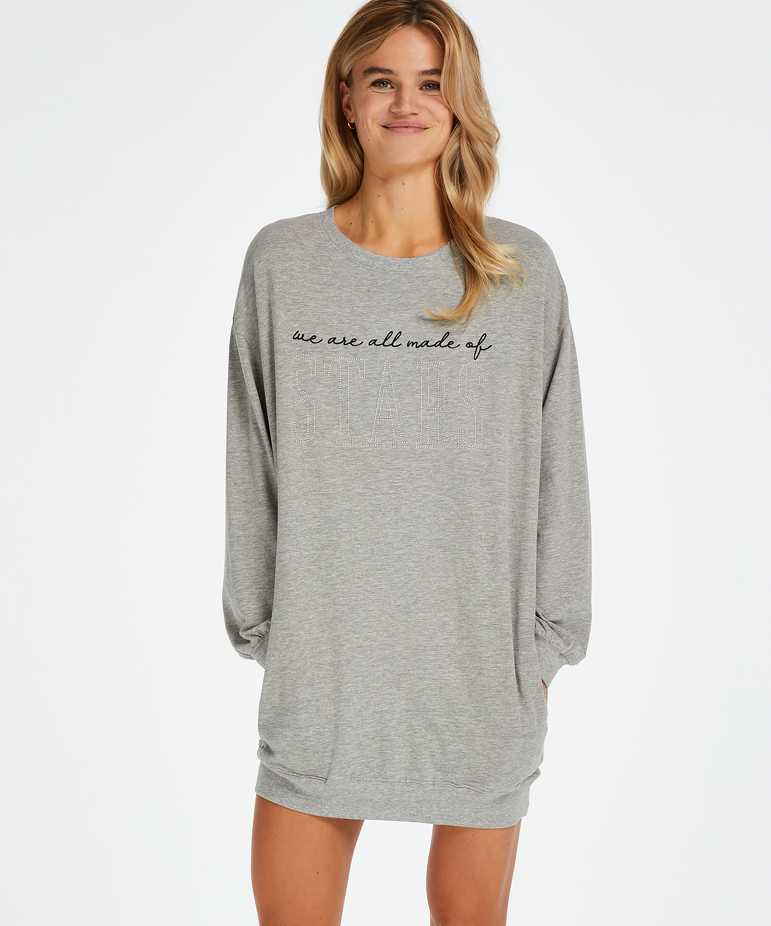 Round Neck Nightshirt, Grey, main
