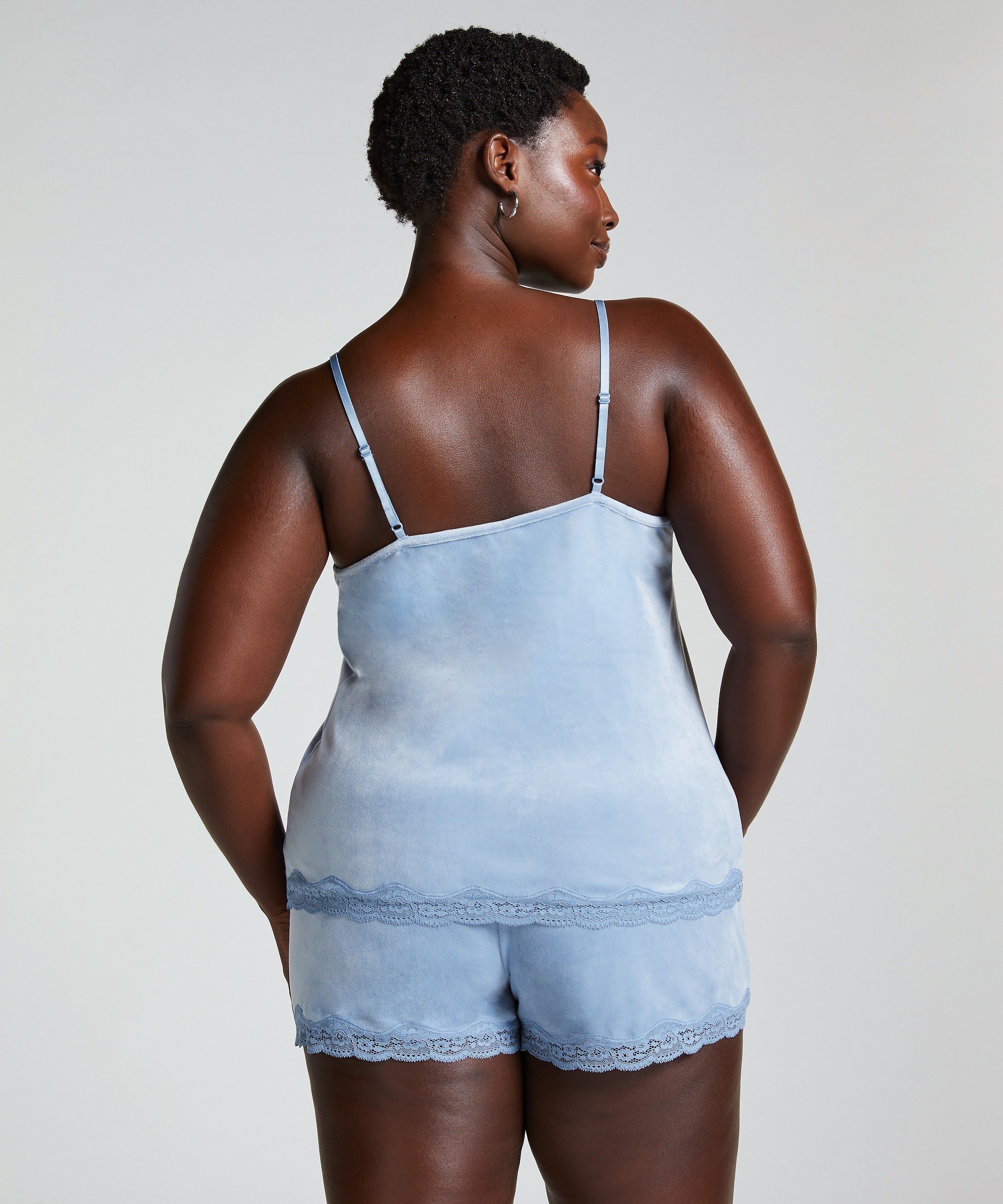 Velours Lace Cami Top, Blue, main