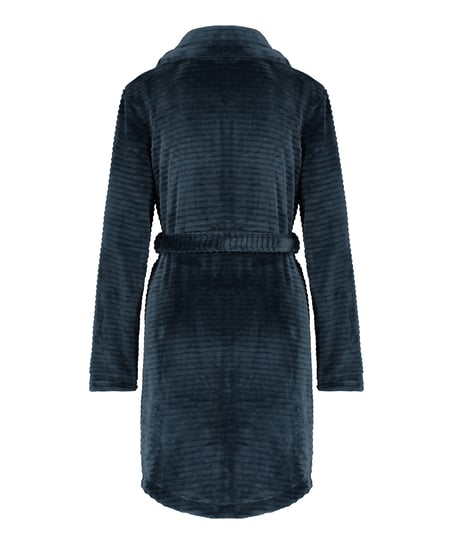 Zip Fleece Bathrobe, Blue