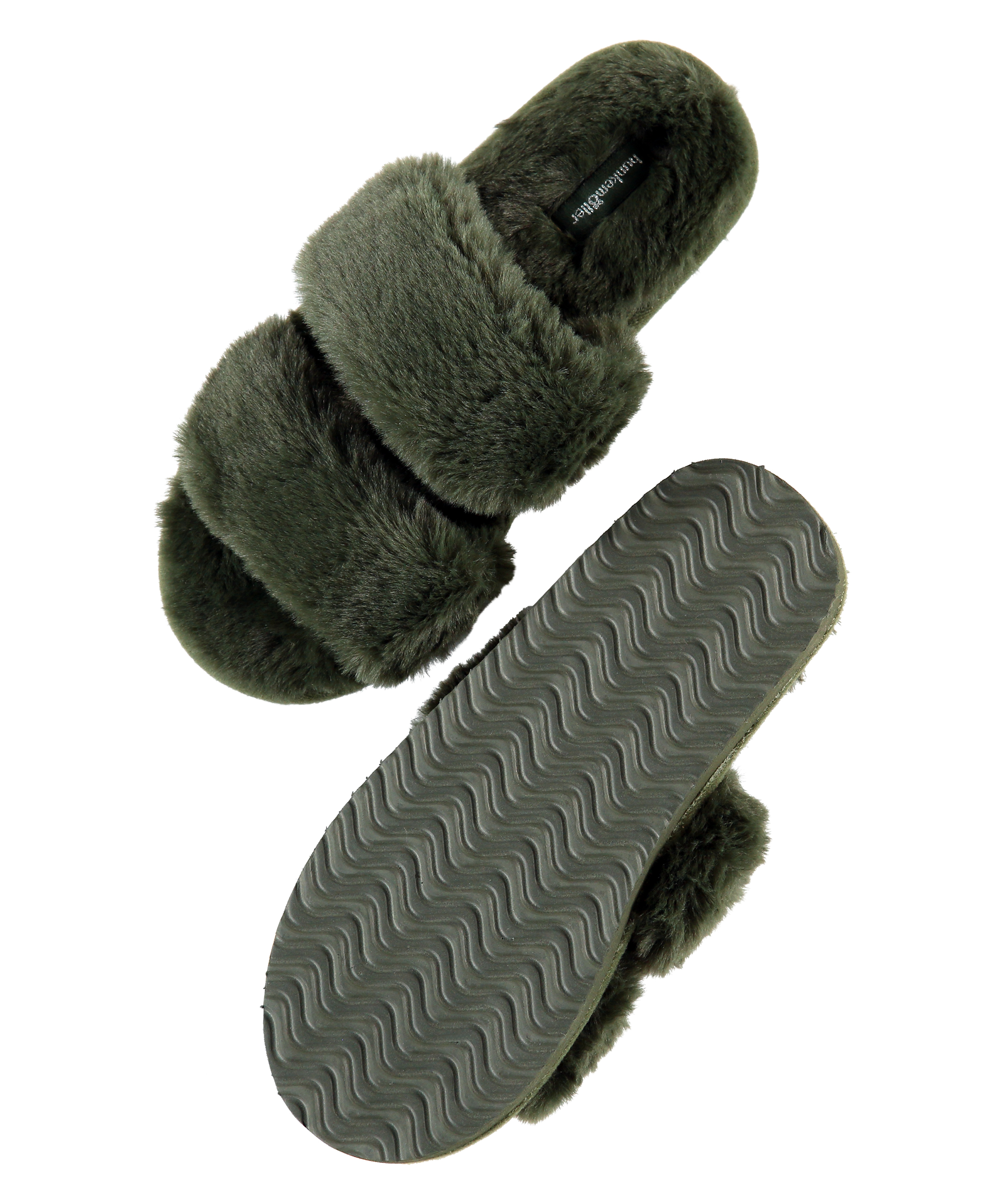 Fake Fur Slippers, Green, main